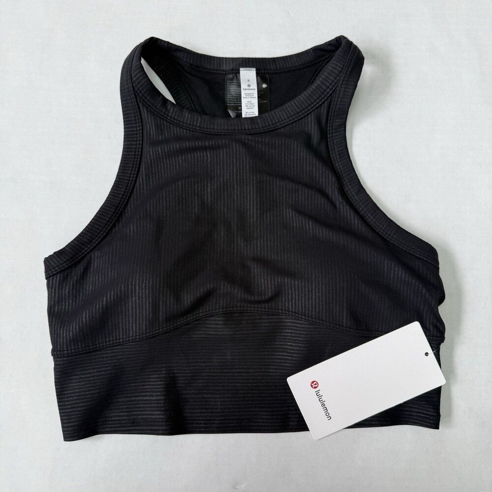 Lululemon Women's Blissful Blend Tank Top Bra Size 8 Black Athletic Workout Gym